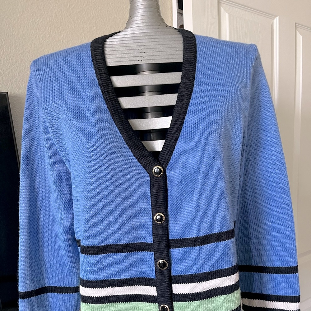 Blue and Black Striped Cardigan